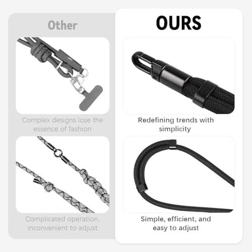 ZORBES® Phone Neck Lanyard, Fashion Nylon Woven Neck Phone Strap with Metal Insert Plates, Adjustable Sliding Cord Lock Design, Detachable Hands-Free Crossbody 60 °Swivel Phone Sling Strap, Black ZORBES® Phone Neck Lanyard, Fashion Nylon Woven Neck Phone Strap with Metal Insert Plates, Adjustable Sliding Cord Lock Design, Detachable Hands-Free Crossbody 60 °Swivel Phone Sling Strap, Black